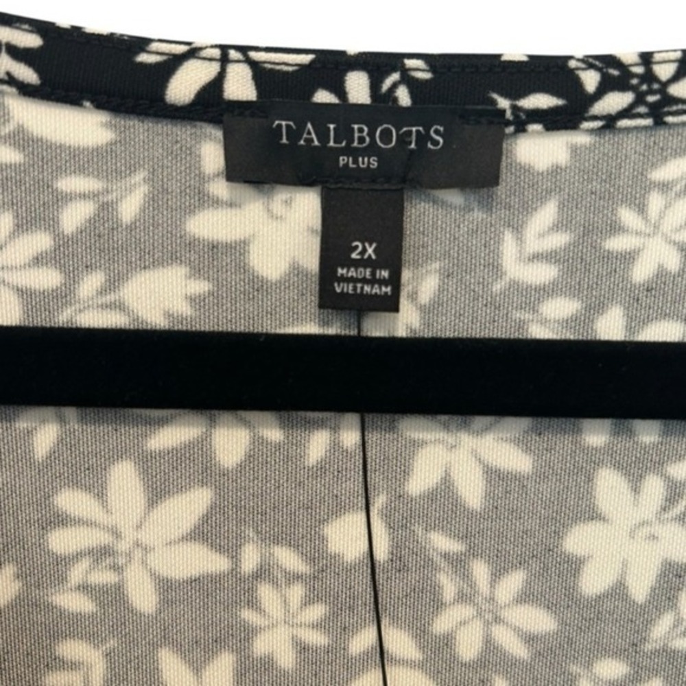 NWT Talbots Bicolor Floral Faux Wrap Dress 2X Jersey Stretch Black White DR-1591 - Picture 4 of 10